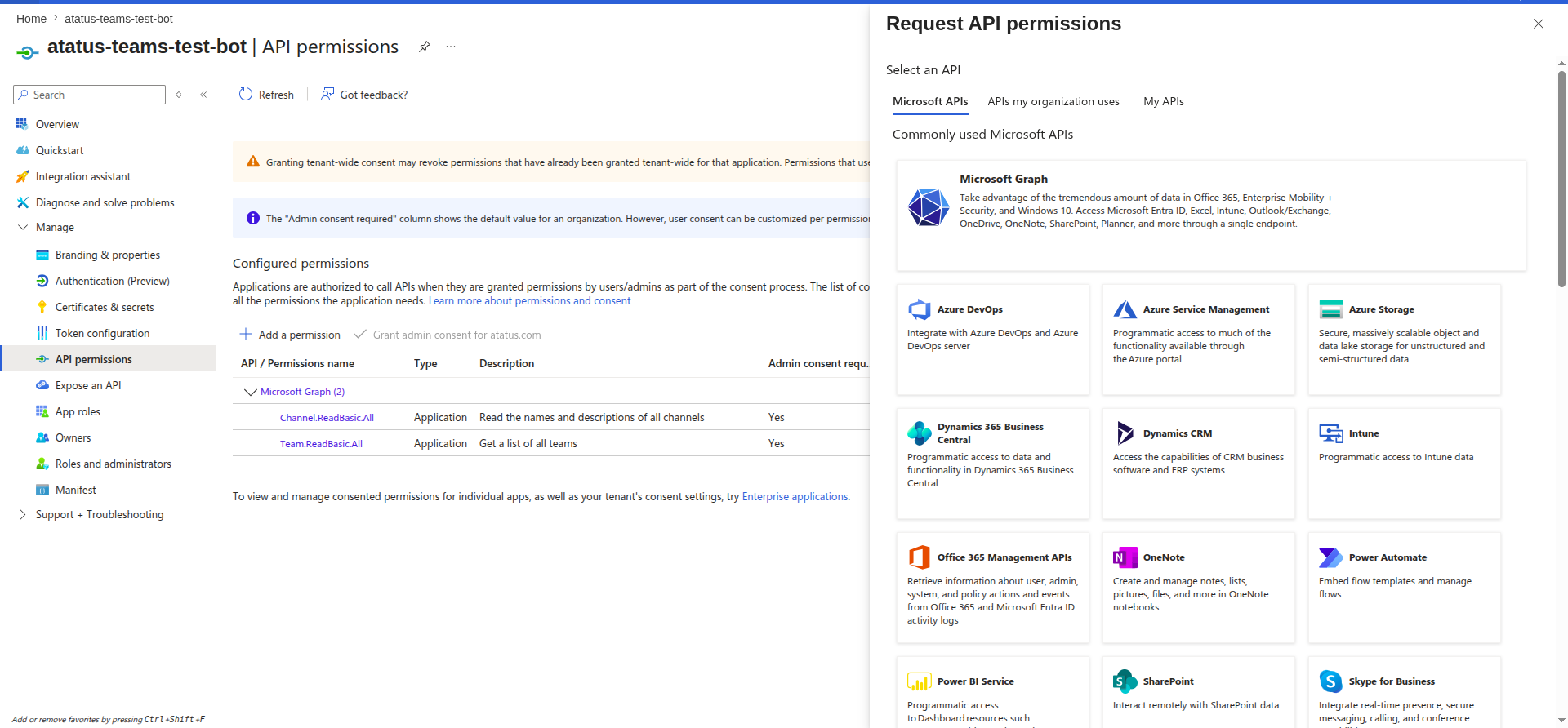 Microsoft Graph permissions