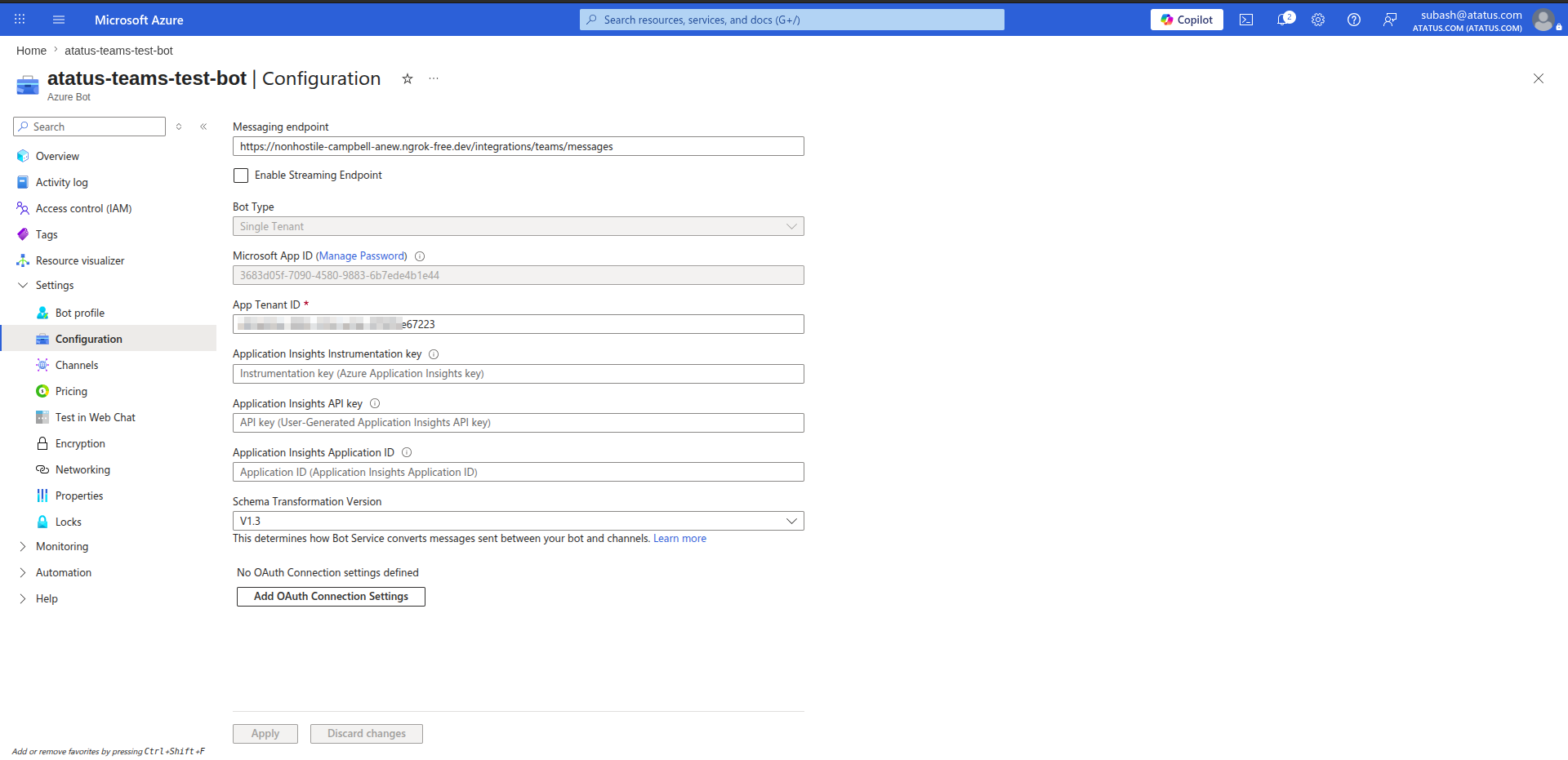 Set the messaging endpoint