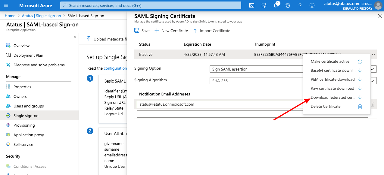 Azure Signing Certificate